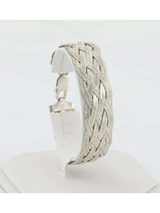Unbranded Jewelry - Sterling Silver Herringbone Weaved Braided Bracelet 7 1/2" inch